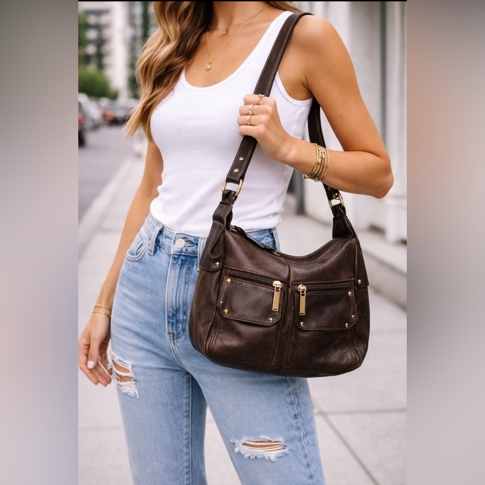 Stone Mountain Georgetown Brown Leather Hobo